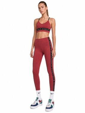 Nike Air Dark Salmon Side Stripe Cotton Blend Cropped Leggings – Size Large EUC